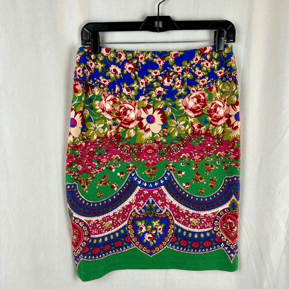 Maeve Anthropologie Sheffield‎ Pencil Straight Skirt Women 4 Pink Green Floral